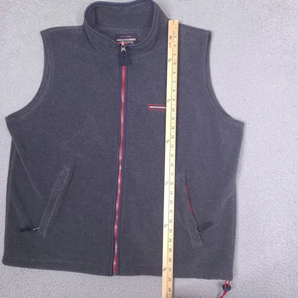 Vintage Abercrombie and‎ Fitch Fleece Vest Mens XL Gray Full Zip Jacket